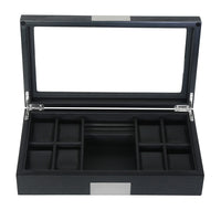 Black Wooden Watch Box for 8  Watches+ Organiser