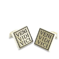 Latin Slogan: VENI VIDI VICI ("I came, I saw, I conquered") Novelty Cufflinks Clinks Australia Latin Slogan: VENI VIDI VICI ("I came, I saw, I conquered")