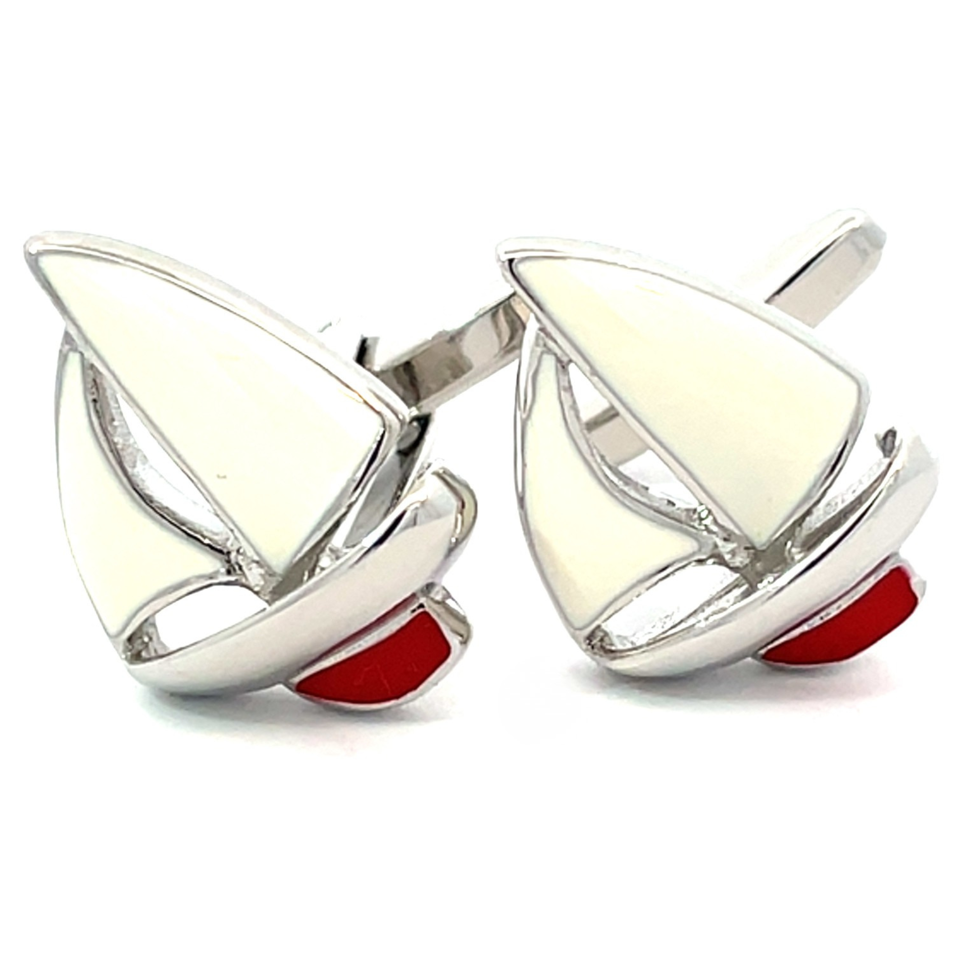 Enamel Red Keeled Yacht Cufflinks