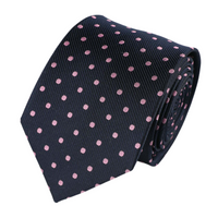 Navy Pink Silk Spot Tie