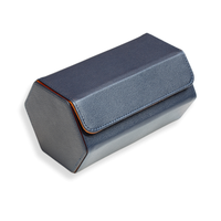 Seconds - Hex Leather Watch Roll 2 Slots in Navy/Orange