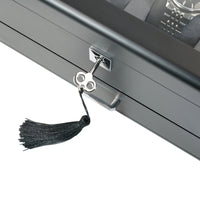 4 Slots Wooden Watch Box with Charcoal Interior and Drawer