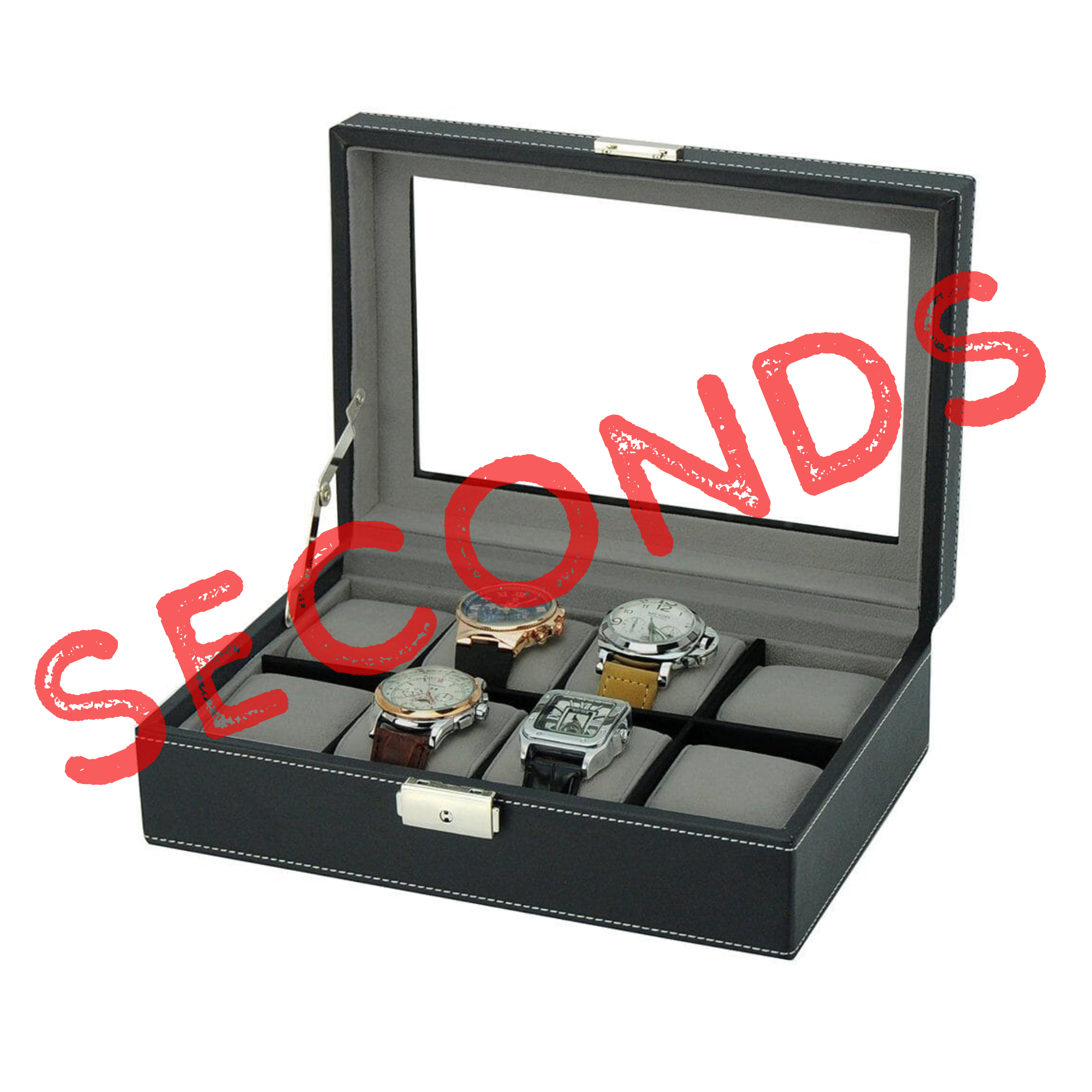 Seconds - Black Leather Watch Box for 8 Watches