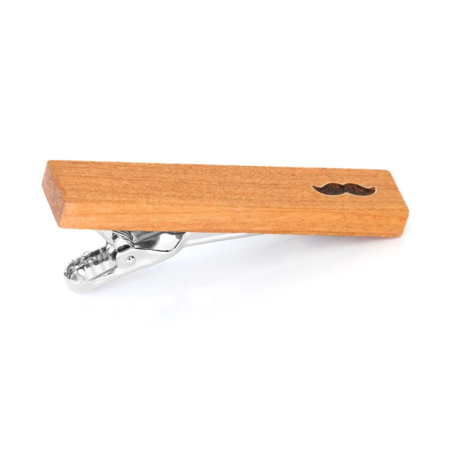 Wood Moustache Stamp Tie Clip Tie Clips Clinks 