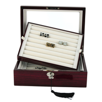 Seconds - 72 Pairs Cherry Wooden Cufflink Box