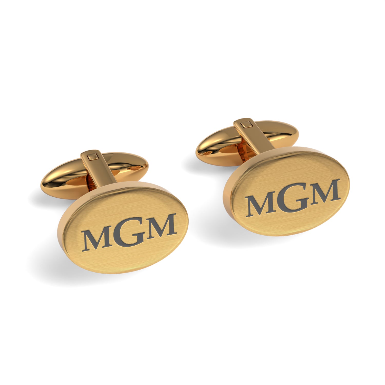 Engraved Monogram Initials Oval Cufflinks