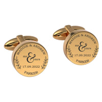 Mr + Mrs Name and Date Engraved Cufflinks Engraving Cufflinks Clinks Australia
