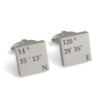 Latitude and Longitude Coordinates Engraved Cufflinks