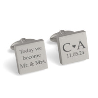 Today We Become Initials Date Engraved Square Cufflinks
