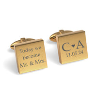 Today We Become Initials Date Engraved Square Cufflinks