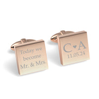 Today We Become Initials Date Engraved Square Cufflinks