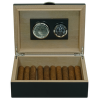 Seconds - 20 CT Black Wooden Cigar Humidor and Ashtray Set (A)