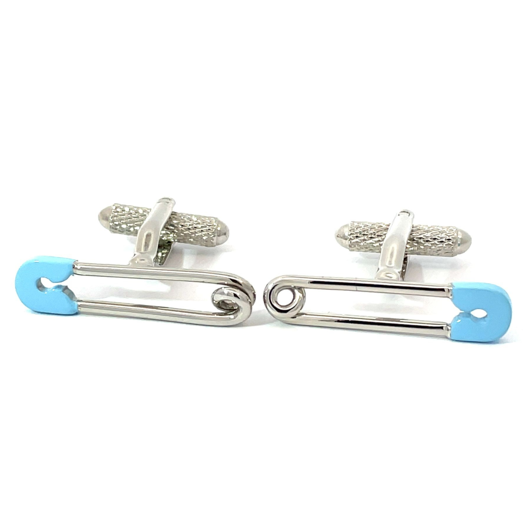 Safety Pin Blue Cufflinks