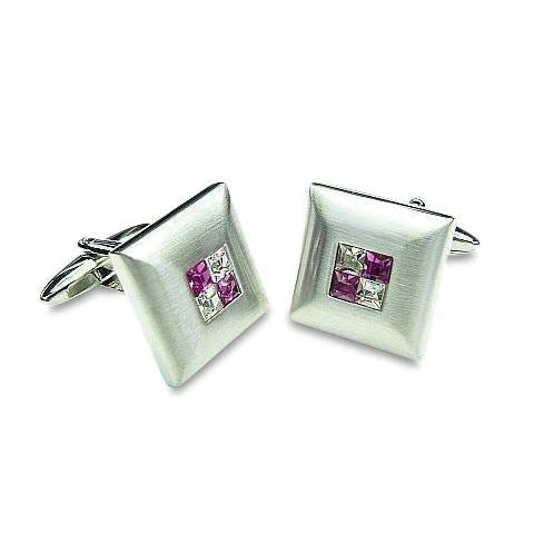 Purple Crystal Four Square Cufflinks Classic & Modern Cufflinks Clinks Australia Purple Crystal Four Square Cufflinks 