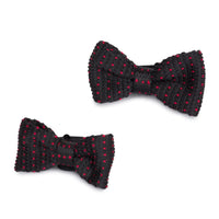 Adult Knit Bow Tie - Black/Red Dot Bow Ties Clinks Australia