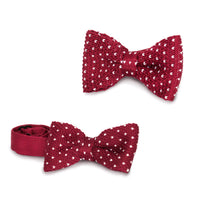 Adult Knit Bow Tie - Maroon/White Dot Bow Ties Clinks Australia