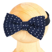 Adult Knit Bow Tie - Dark Blue/White Dot Bow Ties Clinks Australia