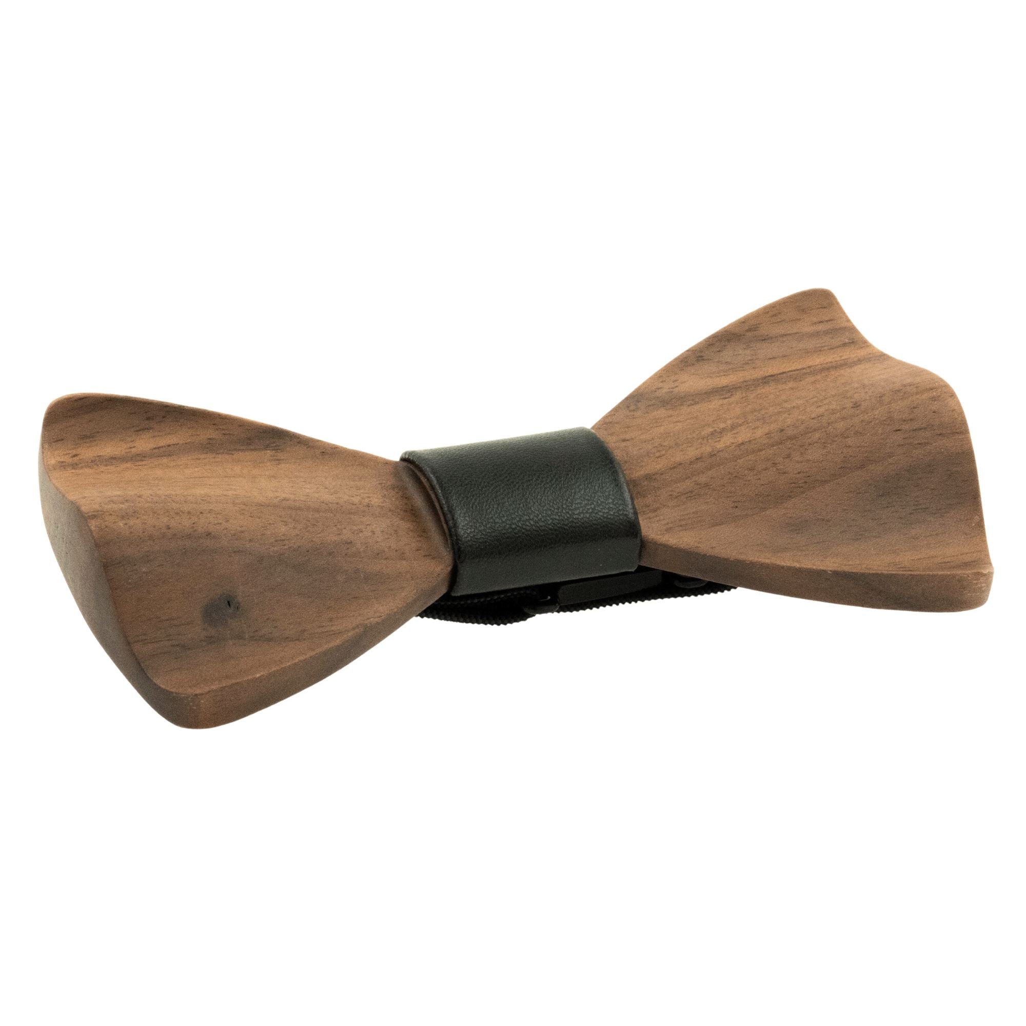 Dark Wood Black Leatherette Adult Bow Tie Bow Ties Clinks 
