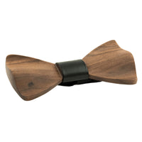 Dark Wood Black Leatherette Adult Bow Tie Bow Ties Clinks