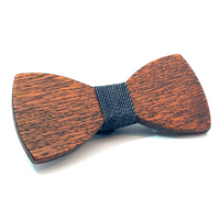 Dark Wood White Dot Fabric Kids Bow Tie