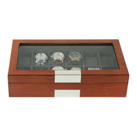 Mahogany Watch Storage Box for 12 Watches Watch Boxes Clinks