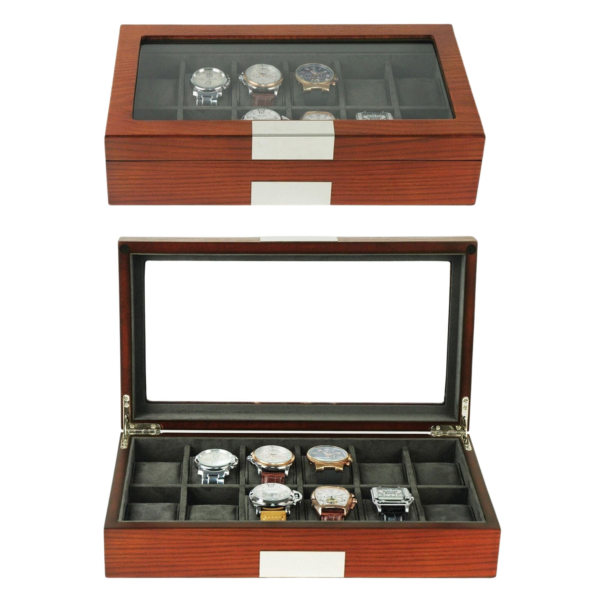 Mahogany Watch Storage Box for 12 Watches Watch Boxes Clinks 