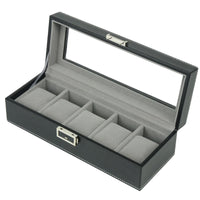 Leather Watch Box for 5 Watches in Black Watch Boxes Clinks