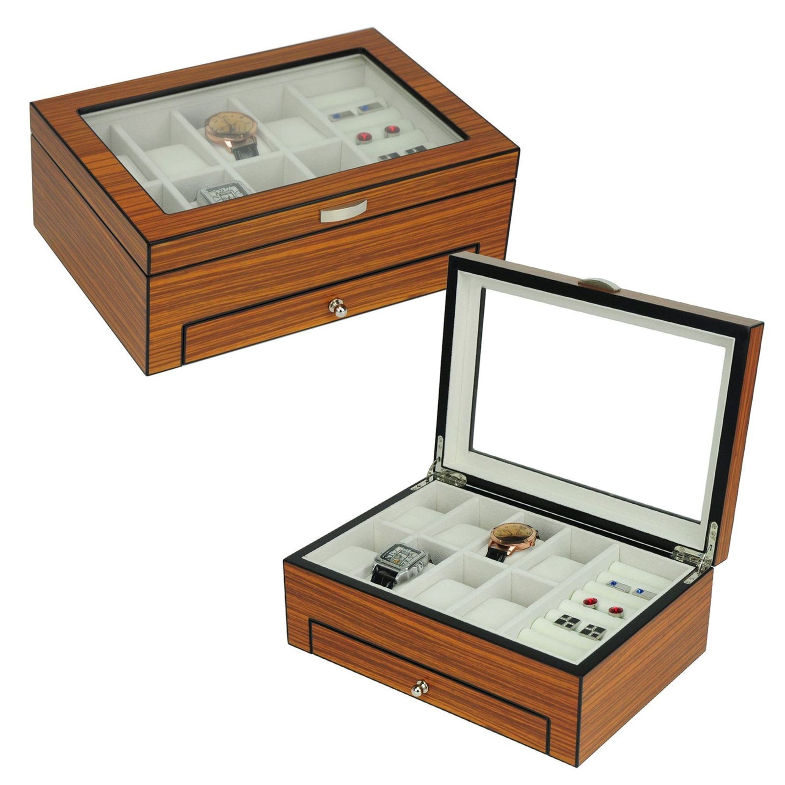 Wooden Jewelry Box with a Drawer Storage Boxes Clinks 