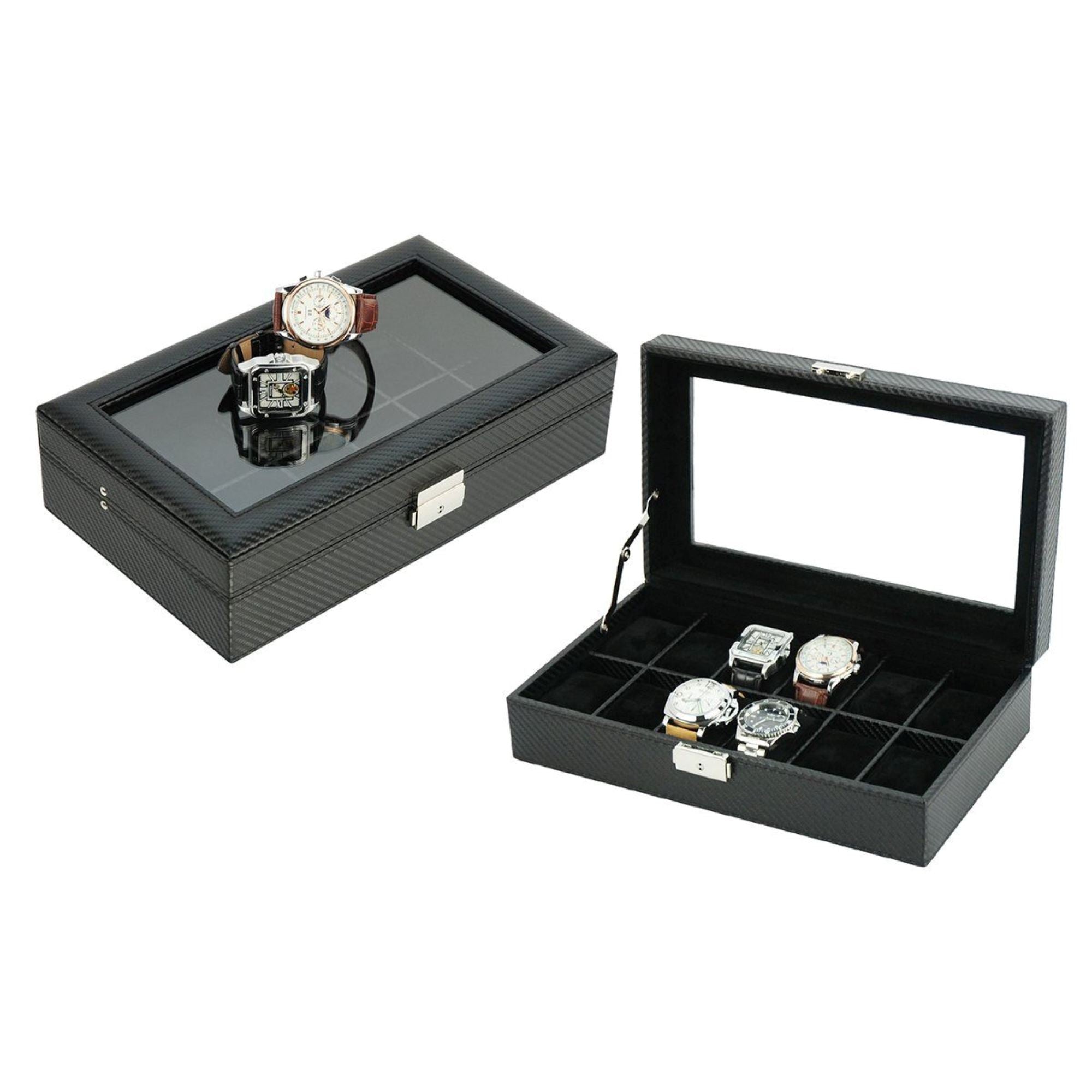 Leather Watch Box for 12 watches storage Watch Boxes Clinks 