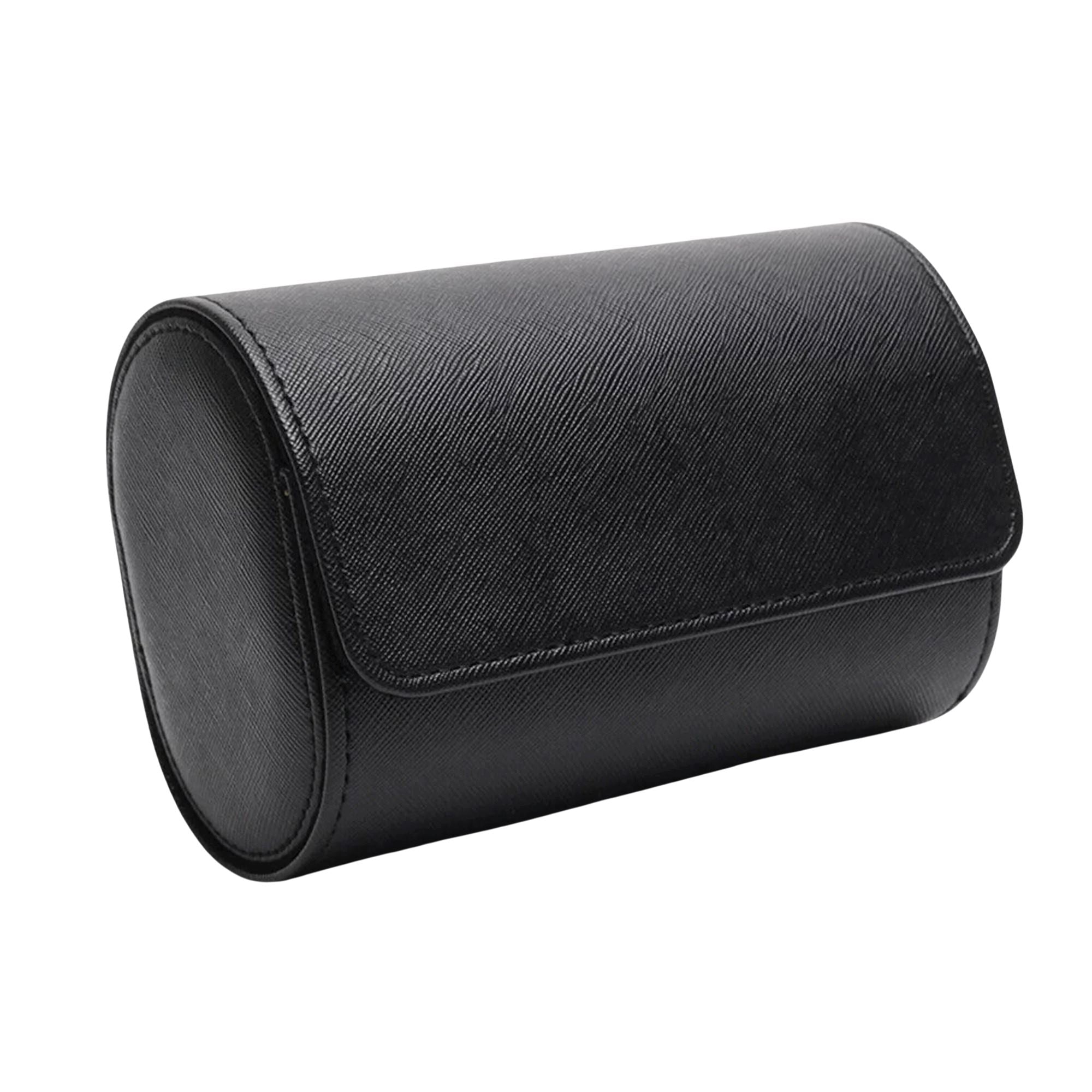 Watch Roll Case for 2 in Black Vegan Leather Watch Boxes Clinks 
