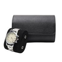 Watch Roll Case for 2 in Black Vegan Leather Watch Boxes Clinks