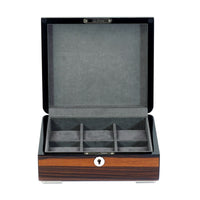 6 Slots Watch Box with Lock in Wooden Ebony Watch Boxes Clinks