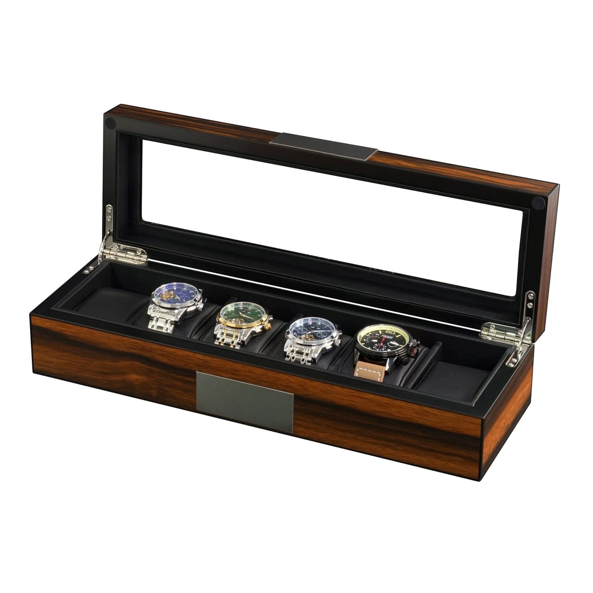 6 Slots Watch Box in Wooden Ebony Watch Boxes Clinks 