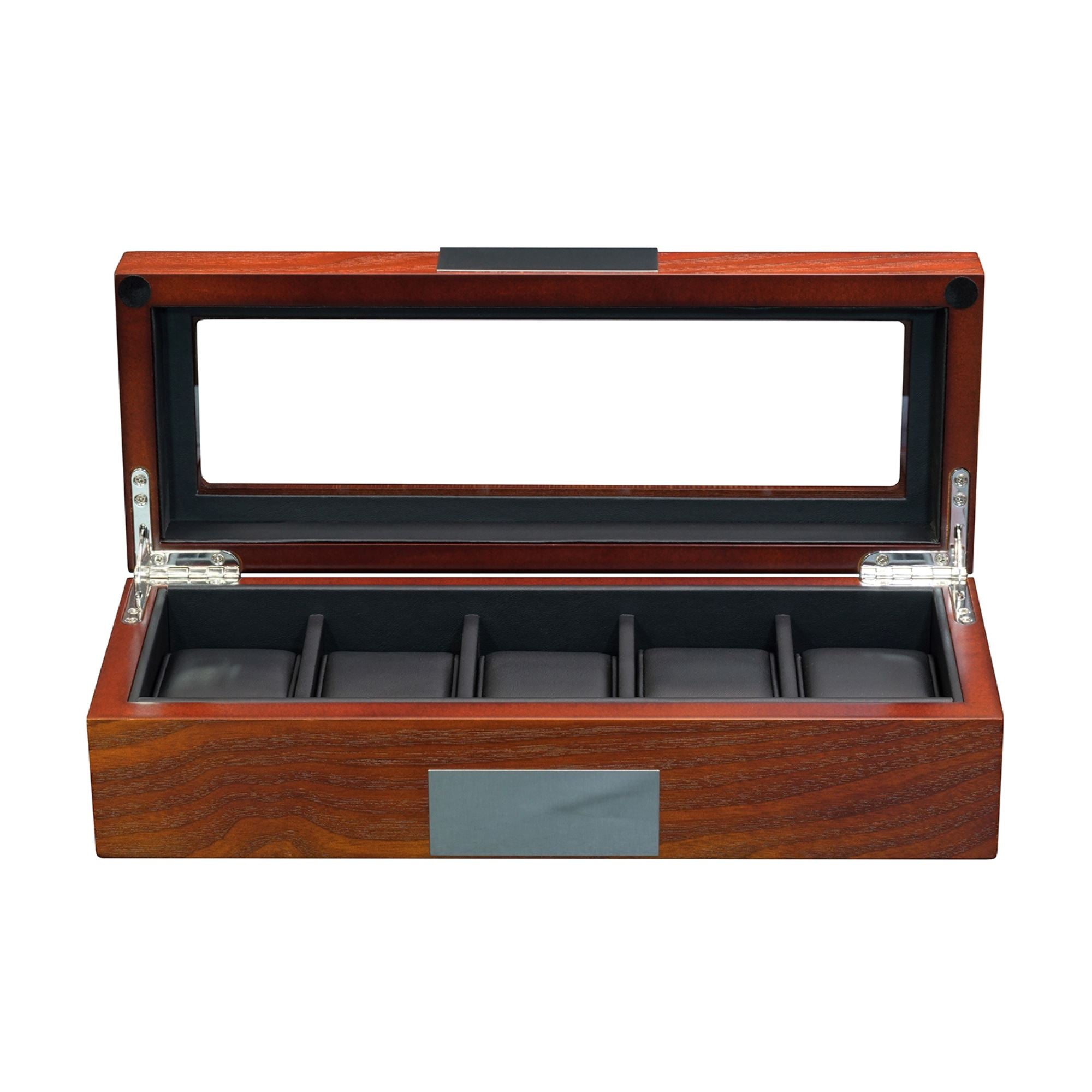 5 Slots Mahogany Wooden Watch Box Watch Boxes Clinks 
