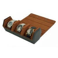 Watch Roll Case for 3 Watches in Dark Brown Vegan Leather Watch Boxes Clinks Australia