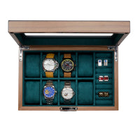 8 Slots Walnut Wooden Watch Box with Cufflinks Storage Watch Boxes Clinks Australia