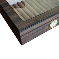 20 CT Walnut Cigar Humidor Box for Cigars Cigar Boxes Clinks