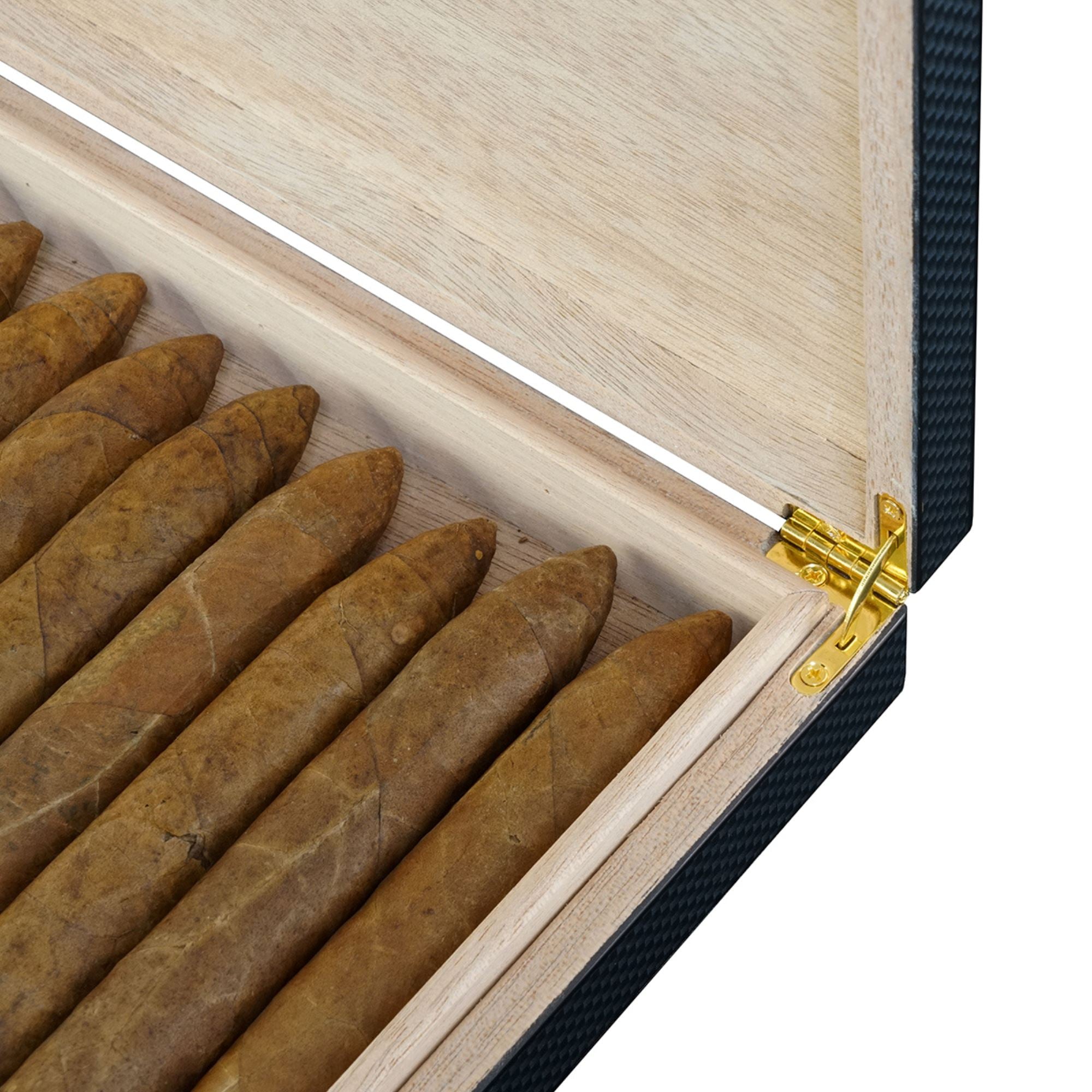 10 CT Carbon Fibre Wooden Humidor Cigar Boxes Clinks 