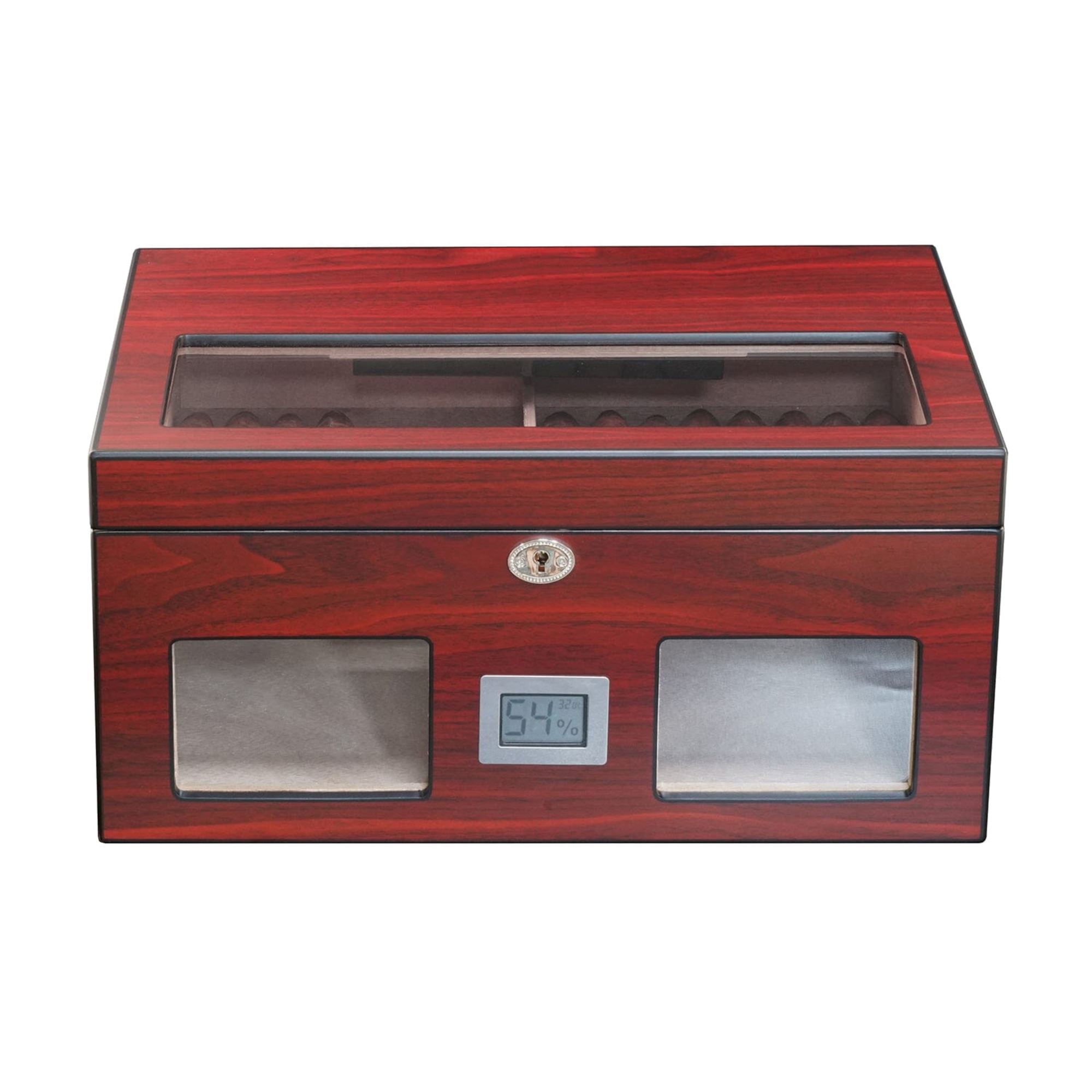 100 CT Cherry Wooden Cigar Humidor Box with Digital Hygrometer Cigar Boxes Clinks 