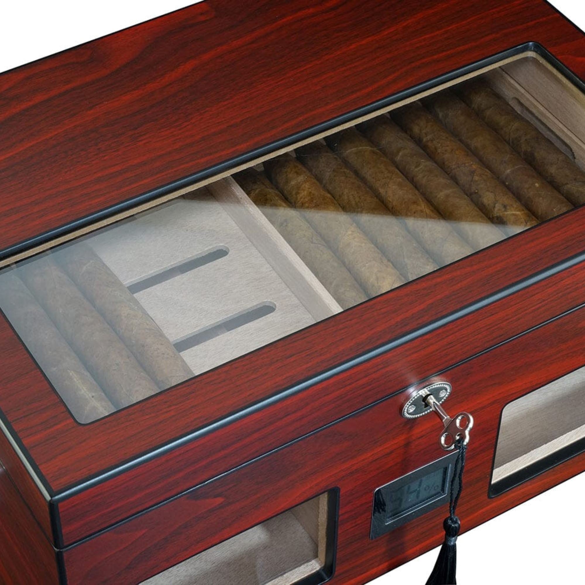 100 CT Cherry Wooden Cigar Humidor Box with Digital Hygrometer Cigar Boxes Clinks 
