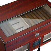 100 CT Cherry Wooden Cigar Humidor Box with Digital Hygrometer Cigar Boxes Clinks