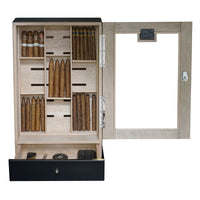 75-100 CT Black Wooden Wall-mounted Cigar Cabinet with Bevel design Cigar Boxes Clinks