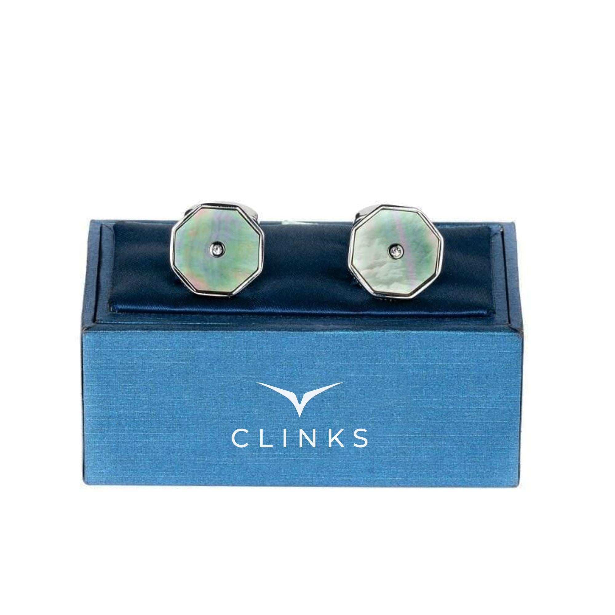 Pastel Octagon Cufflinks with Crystal Classic & Modern Cufflinks Clinks Australia 