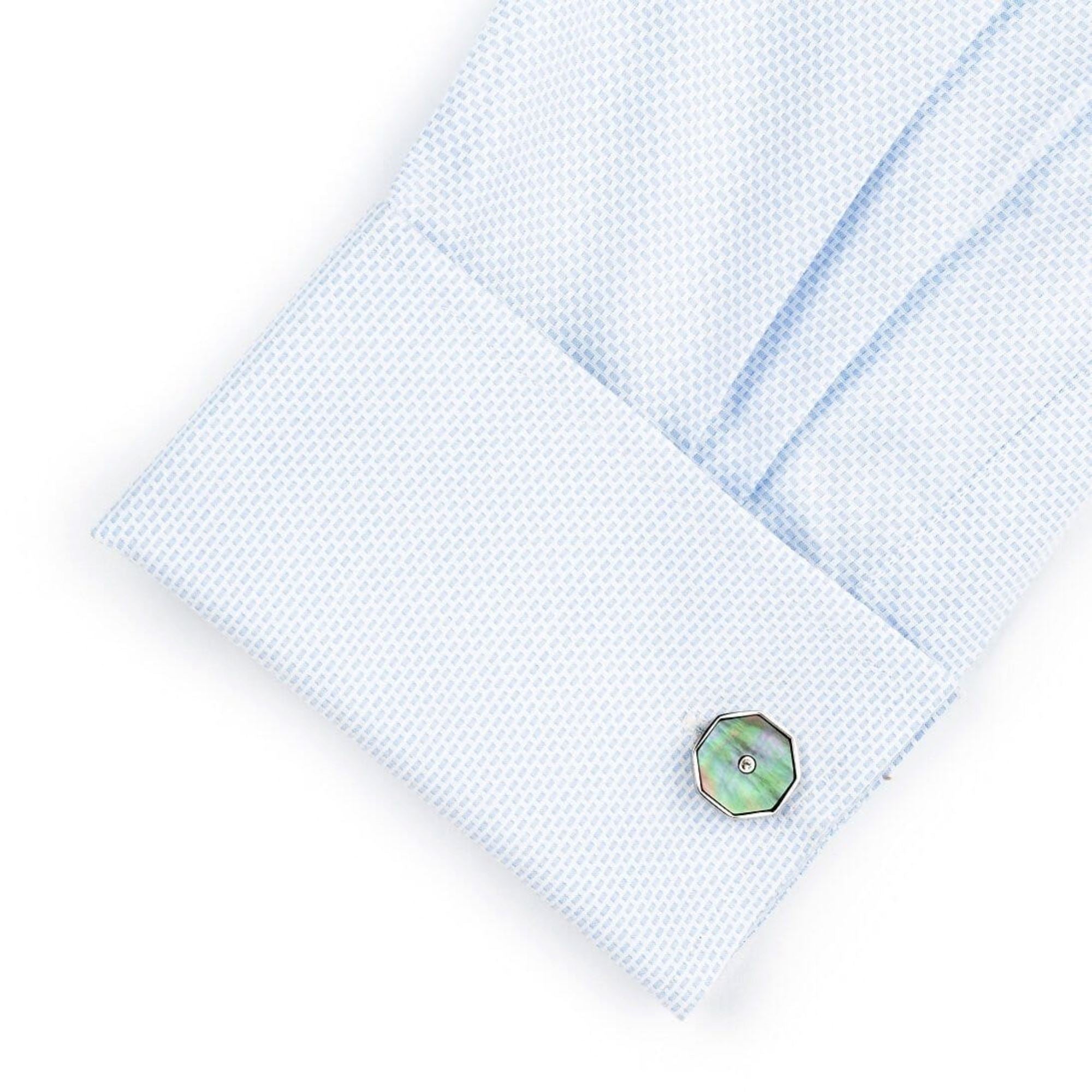 Pastel Octagon Cufflinks with Crystal Classic & Modern Cufflinks Clinks Australia 