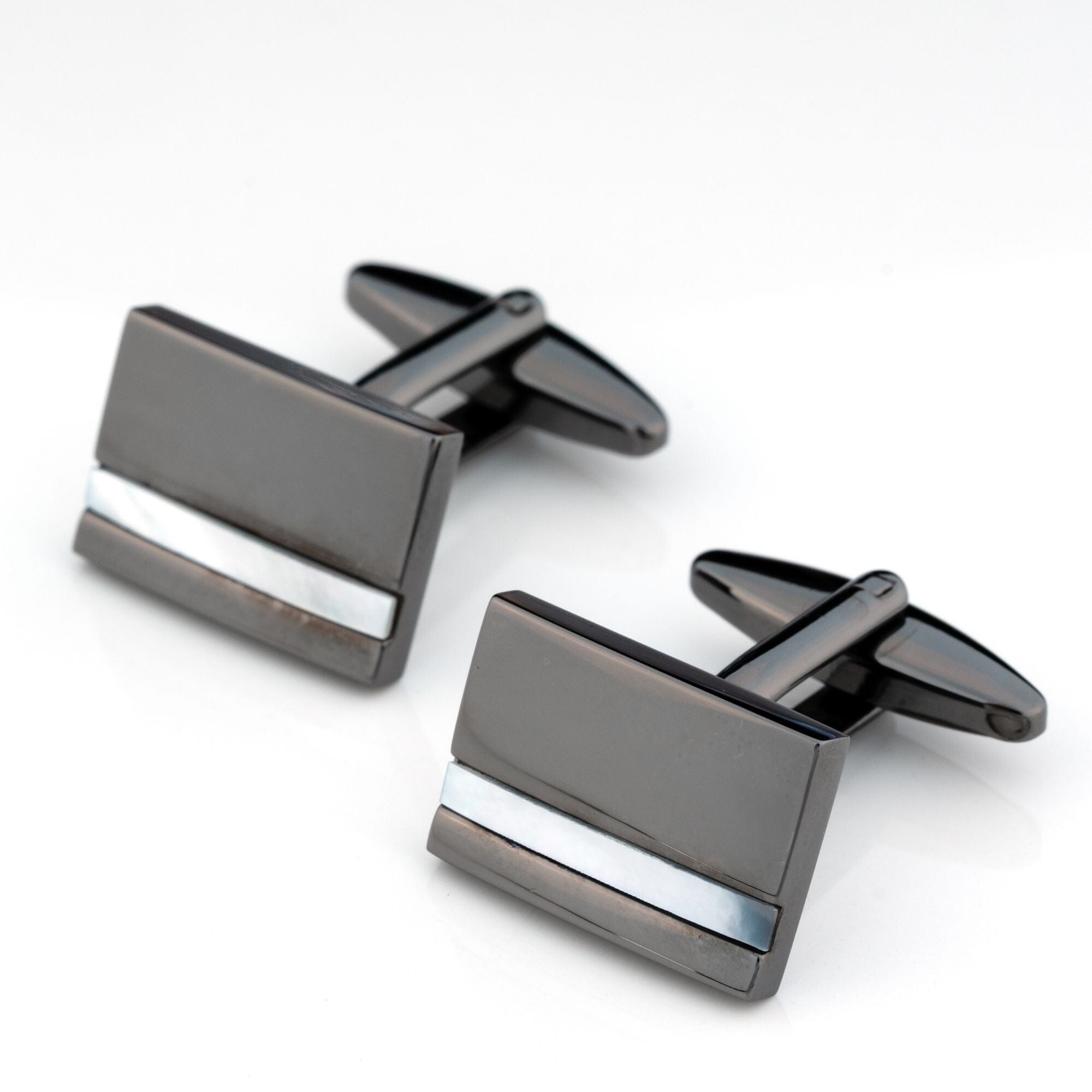 Gunmetal with Mother of Pearl Cufflinks Classic & Modern Cufflinks Clinks Australia Gunmetal with Mother of Pearl Cufflinks 