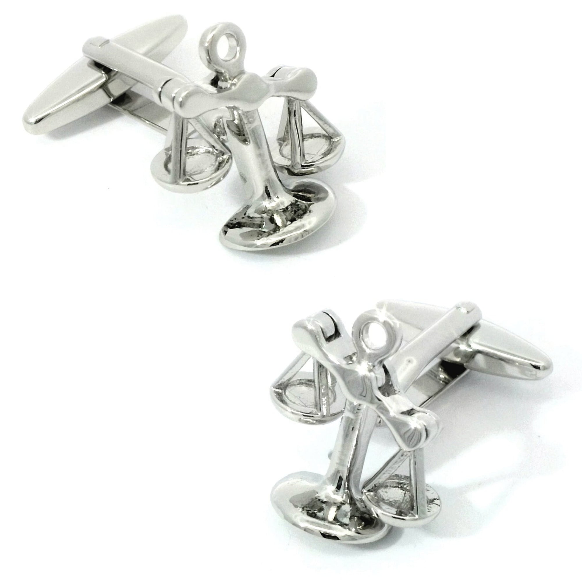 Moving Scales of Justice Silver Cufflinks