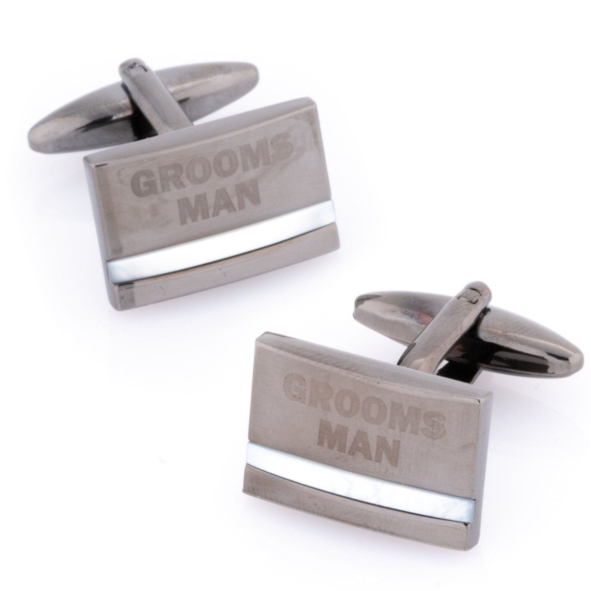 Groomsman Laser Etched Mother of Pearl Gunmetal Wedding Cufflinks Wedding Cufflinks Clinks Australia Groomsman Laser Etched Mother of Pearl Gunmetal Cufflinks 