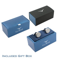 Navy Blue Diagonal Stripes on Mother of Pearl Cufflinks Classic & Modern Cufflinks Clinks Australia