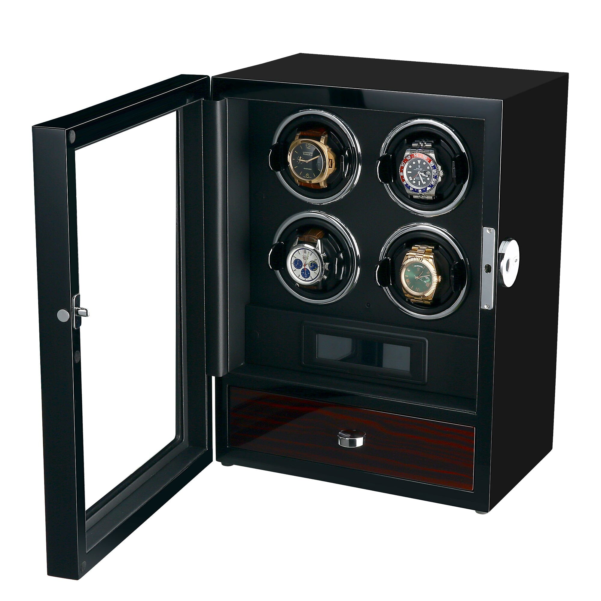 Yarra Quad Watch Winder for 4 + Drawer with Fingerprint Lock Watch Winder Boxes Clinks 