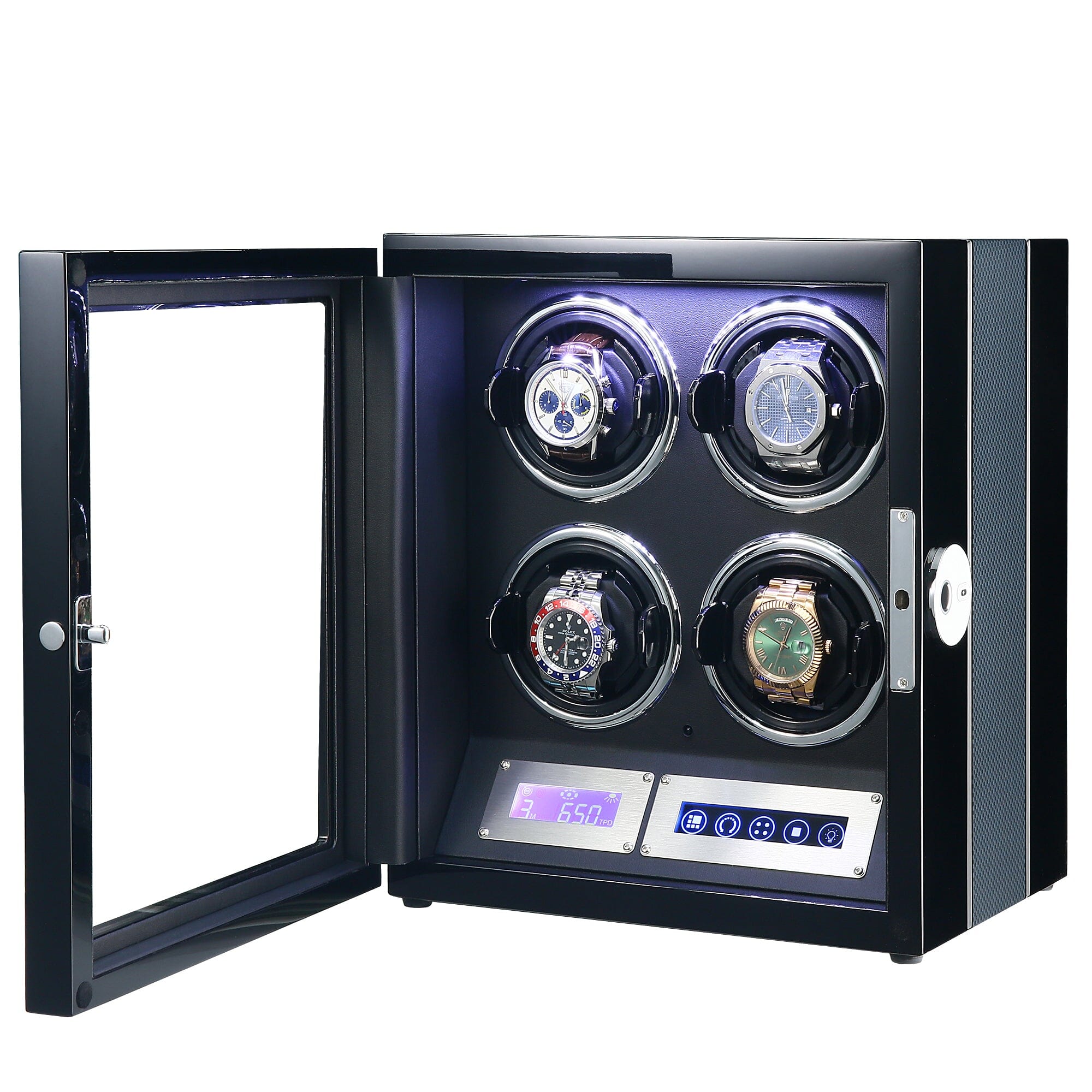 Flinders Watch Winder for 4 Watches with Fingerprint Lock Watch Winder Boxes Clinks 